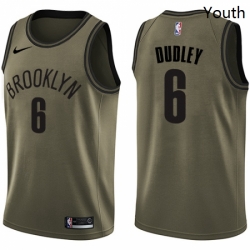Youth Nike Brooklyn Nets 6 Jared Dudley Swingman Green Salute to Service NBA Jersey 