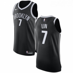 Youth Nike Brooklyn Nets 7 Jeremy Lin Authentic Black Road NBA Jersey Icon Edition