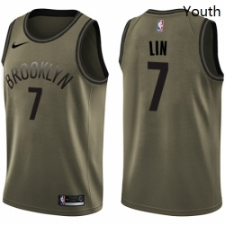 Youth Nike Brooklyn Nets 7 Jeremy Lin Swingman Green Salute to Service NBA Jersey