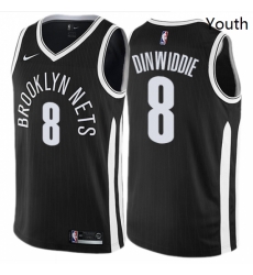 Youth Nike Brooklyn Nets 8 Spencer Dinwiddie Swingman Black NBA Jersey City Edition 