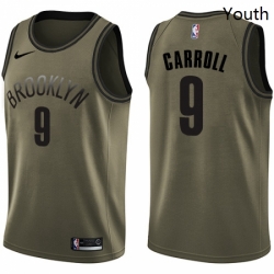 Youth Nike Brooklyn Nets 9 DeMarre Carroll Swingman Green Salute to Service NBA Jersey 