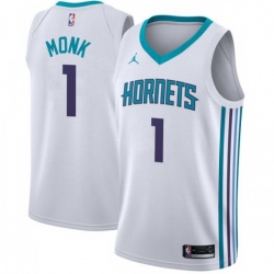 Men Nike Charlotte Hornets 1 Malik Monk White NBA Jordan Swingman Association Edition Jersey