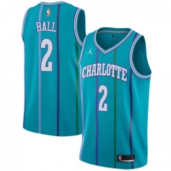 Men Nike Charlotte Hornets 2 LaMelo Ball Aqua NBA Jordan Swingman Hardwood Classics Jersey