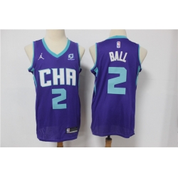 Men Nike Charlotte Hornets 2 LaMelo Ball Purple NBA Jordan Swingman 2021 Jordan Brand Jersey