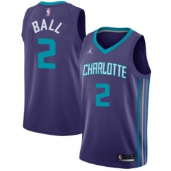 Men Nike Charlotte Hornets 2 LaMelo Ball Purple NBA Jordan Swingman Statement Edition Jersey