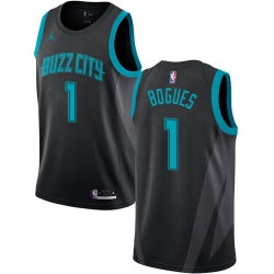 NBA Charlotte Hornets #1 Muggsy Bogues Swingman Black Nike Jordan Jersey