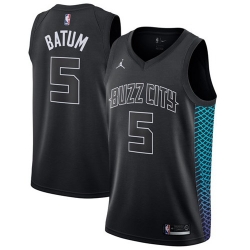 Nike Hornets #5 Nicolas Batum Black NBA Jordan Swingman City Edition Jersey