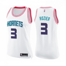 Womens Charlotte Hornets 3 Terry Rozier Swingman White Pink Fashion Basketball Jersey 