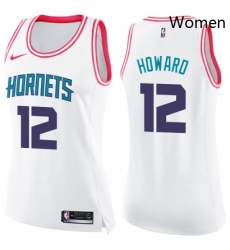 Womens Nike Charlotte Hornets 12 Dwight Howard Swingman WhitePink Fashion NBA Jersey
