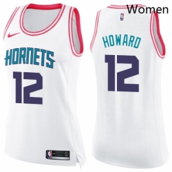 Womens Nike Charlotte Hornets 12 Dwight Howard Swingman WhitePink Fashion NBA Jersey