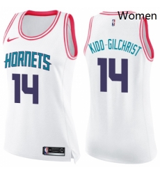 Womens Nike Charlotte Hornets 14 Michael Kidd Gilchrist Swingman WhitePink Fashion NBA Jersey