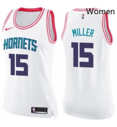 Womens Nike Charlotte Hornets 15 Percy Miller Swingman WhitePink Fashion NBA Jersey 