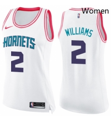 Womens Nike Charlotte Hornets 2 Marvin Williams Swingman WhitePink Fashion NBA Jersey