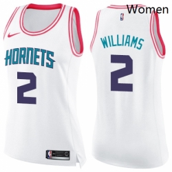 Womens Nike Charlotte Hornets 2 Marvin Williams Swingman WhitePink Fashion NBA Jersey