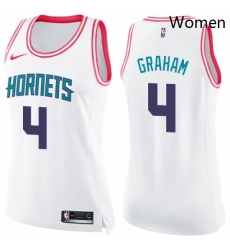 Womens Nike Charlotte Hornets 4 Devonte Graham Swingman White Pink Fashion NBA Jersey 