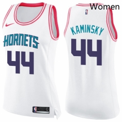 Womens Nike Charlotte Hornets 44 Frank Kaminsky Swingman WhitePink Fashion NBA Jersey