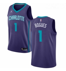 Womens Nike Jordan Charlotte Hornets 1 Muggsy Bogues Authentic Purple NBA Jersey Statement Edition 