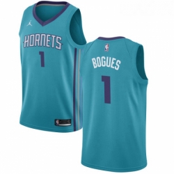 Womens Nike Jordan Charlotte Hornets 1 Muggsy Bogues Authentic Teal NBA Jersey Icon Edition 