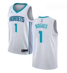 Womens Nike Jordan Charlotte Hornets 1 Muggsy Bogues Authentic White NBA Jersey Association Edition 