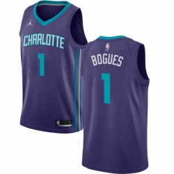 Womens Nike Jordan Charlotte Hornets 1 Muggsy Bogues Swingman Purple NBA Jersey Statement Edition 