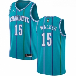 Womens Nike Jordan Charlotte Hornets 15 Kemba Walker Authentic Aqua Hardwood Classics NBA Jersey