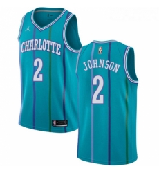Womens Nike Jordan Charlotte Hornets 2 Larry Johnson Swingman Aqua Hardwood Classics NBA Jersey