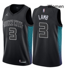 Womens Nike Jordan Charlotte Hornets 3 Jeremy Lamb Swingman Black NBA Jersey City Edition