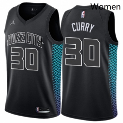 Womens Nike Jordan Charlotte Hornets 30 Dell Curry Swingman Black NBA Jersey City Edition