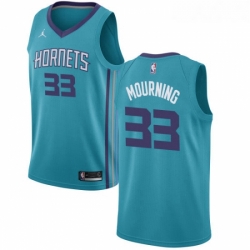Womens Nike Jordan Charlotte Hornets 33 Alonzo Mourning Authentic Teal NBA Jersey Icon Edition