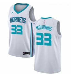 Womens Nike Jordan Charlotte Hornets 33 Alonzo Mourning Authentic White NBA Jersey Association Edition