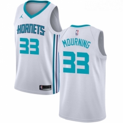 Womens Nike Jordan Charlotte Hornets 33 Alonzo Mourning Swingman White NBA Jersey Association Edition