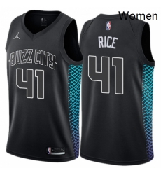 Womens Nike Jordan Charlotte Hornets 41 Glen Rice Swingman Black NBA Jersey City Edition