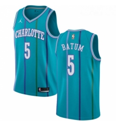 Womens Nike Jordan Charlotte Hornets 5 Nicolas Batum Authentic Aqua Hardwood Classics NBA Jersey