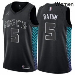 Womens Nike Jordan Charlotte Hornets 5 Nicolas Batum Swingman Black NBA Jersey City Edition
