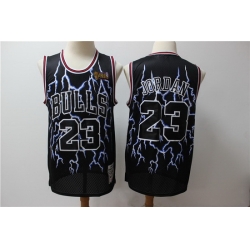 Bulls 23 Michael Jordan Black Hardwood Classics Lightning Limited Edition Jersey