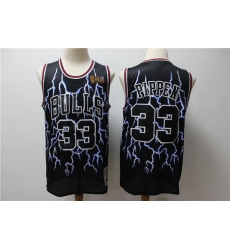 Bulls 33 Scottie Pippen Black Hardwood Classics Lightning Limited Edition Jersey