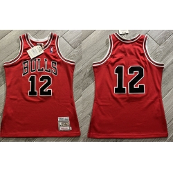Men Chicago Bulls 12 Michael Jordan 1990 Red Mitchell  26 Ness Throwback Stitched Jersey