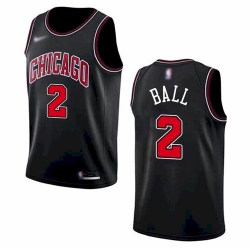 Men Chicago Bulls 2 Lonzo Ball Black 2021 Nike Swingman Stitched Jersey
