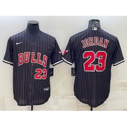 Men Chicago Bulls 23 Michael Jordan Black Cool Base Stitched Baseball Jersey