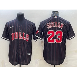 Men Chicago Bulls 23 Michael Jordan Black Cool Base Stitched Baseball Jersey