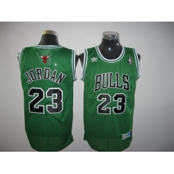 Men Chicago Bulls 23 Michael Jordan Green Throwback Adidas Jersey