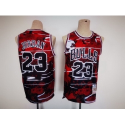 Men Chicago Bulls 23 Michael Jordan Red Black Stitched Jersey