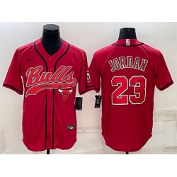 Men Chicago Bulls 23 Michael Jordan Red With Patch Cool Base Stitched Baseball Jersey