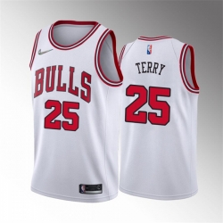 Men Chicago Bulls 25 Dalen Terry White 75th Anniversary Stitched Basketball Jersey