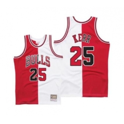 Men Chicago Bulls 25 Steve Kerr White Red Throwback Stitched Jerse
