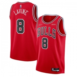 Men Chicago Bulls 8 Zach LaVine 75th Anniversary Red Swingman Stitched Basketball Jersey