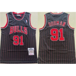 Men Chicago Bulls 91 Dennis Rodman Black 1996 97 Throwback Stitched Jersey