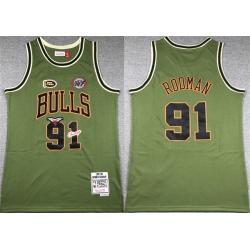 Men Chicago Bulls 91 Dennis Rodman Green 1997 98 Throwback Stitched Basketball Jersey