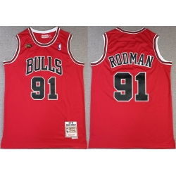 Men Chicago Bulls 91 Dennis Rodman Red NBA Finals 1997 98 Throwback Champions Stitched Jersey