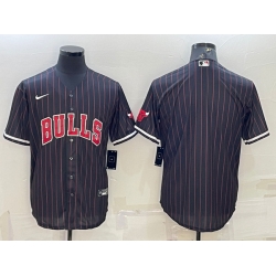 Men Chicago Bulls Blank Black Cool Base Stitched Baseball Jersey